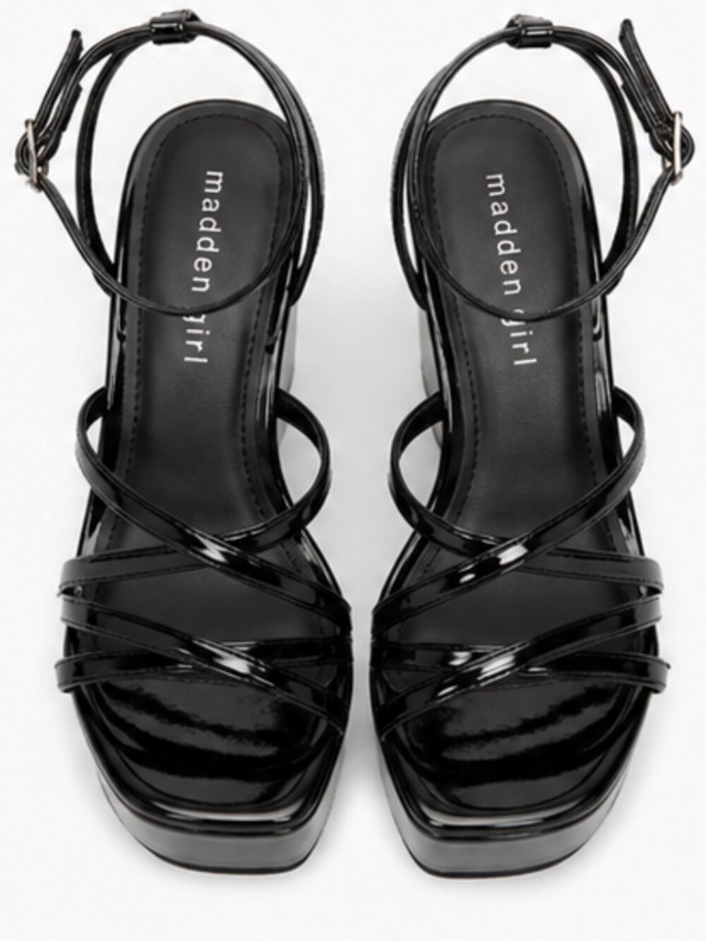 Madden Girl-Black Patent Platform Wedge Heels